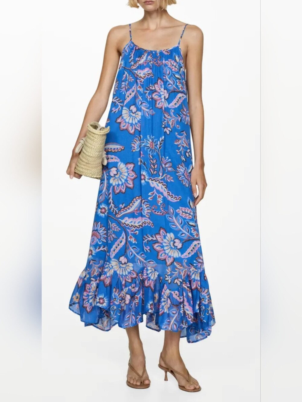 Mango Blue Floral Maxi Dress